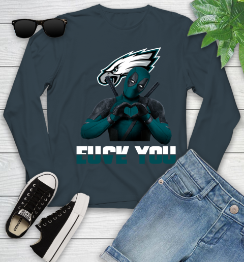 NHL Philadelphia Eagles Deadpool Love You Fuck You Football Sports Youth Long Sleeve 9