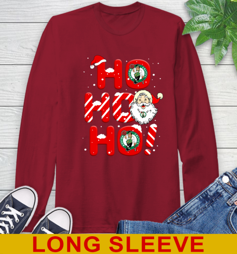 Boston Celtics NBA Basketball Ho Ho Ho Santa Claus Merry Christmas Shirt Long Sleeve T-Shirt 9