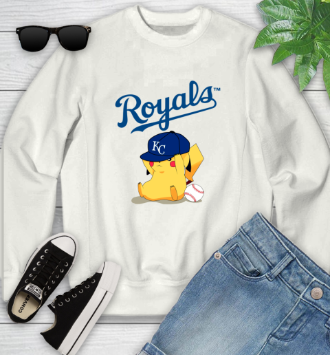 MLB Pikachu Baseball Sports Kansas City Royals Youth Sweatshirt