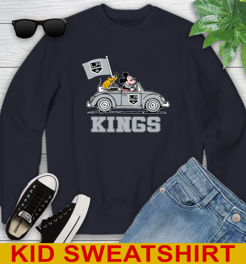 NHL Hockey Los Angeles Kings Pluto Mickey Driving Disney Shirt Youth Sweatshirt 3