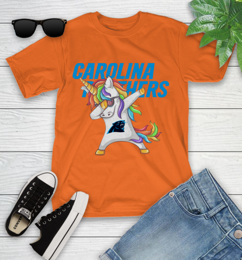 Carolina Panthers NFL Football Funny Unicorn Dabbing Sports Youth T-Shirt 7