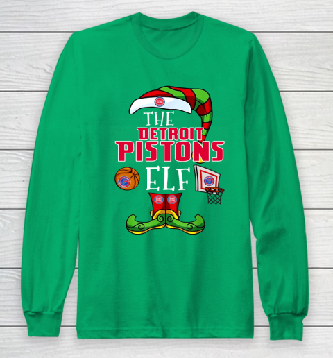 Detroit Pistons Christmas ELF Funny NBA Long Sleeve T-Shirt 4