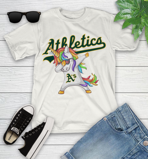 Oakland Athletics MLB Baseball Funny Unicorn Dabbing Sports Youth T-Shirt