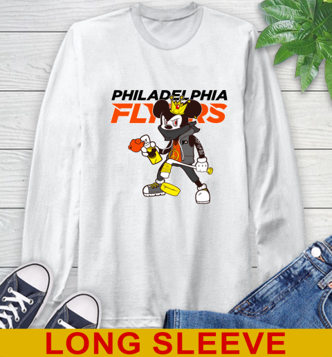Philadelphia Flyers NHL Hockey Mickey Peace Sign Sports Long Sleeve T-Shirt