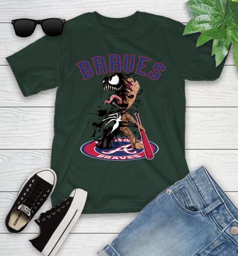 MLB Atlanta Braves Baseball Venom Groot Guardians Of The Galaxy Youth T-Shirt 5
