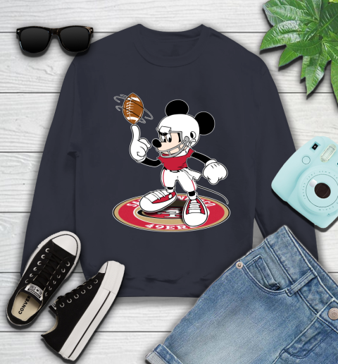 NFL Football San Francisco 49ers Cheerful Mickey Disney Shirt Youth Sweatshirt 3