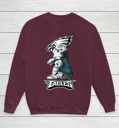 NFL Football My Cat Loves Philadelphia Eagles Youth Sweatshirt 4