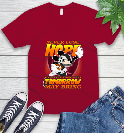 Oakland Raiders NFL Football Mickey Disney Never Lose Hope V-Neck T-Shirt 7