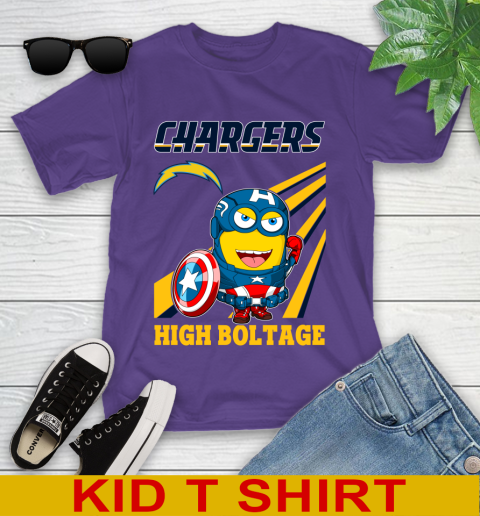 NFL Football Los Angeles Chargers Captain America Marvel Avengers Minion Shirt Youth T-Shirt 3