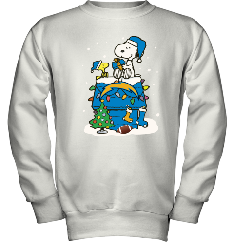 A Happy Christmas With Los Angeles Chargers Snoopy Youth Sweatshirt