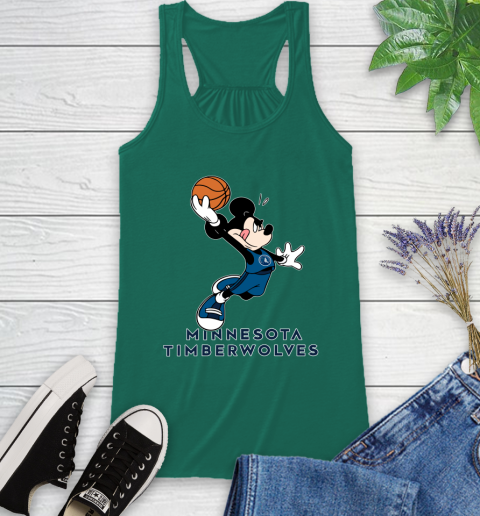 NBA Basketball Minnesota Timberwolves Cheerful Mickey Mouse Shirt Racerback Tank 7
