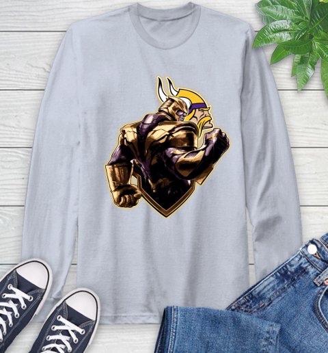 NFL Thanos Avengers Endgame Football Sports Minnesota Vikings Long Sleeve T-Shirt 6