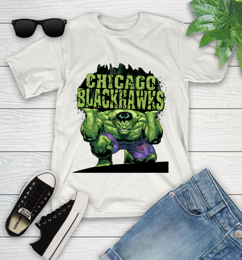 Chicago Blackhawks NHL Hockey Incredible Hulk Marvel Avengers Sports Youth T-Shirt