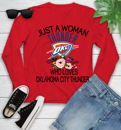 NBA Just A Woman Who Loves Oklahoma City Thunder Basketball Sports Youth Long Sleeve 8
