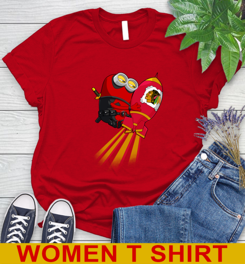NHL Hockey Chicago Blackhawks Deadpool Minion Marvel Shirt Women's T-Shirt 11