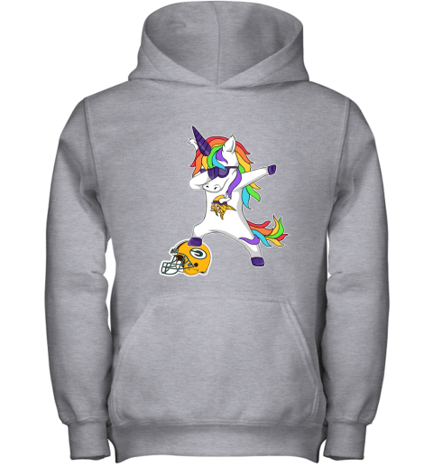 Football Dabbing Unicorn Steps On Helmet Minnesota Vikings Youth Hoodie