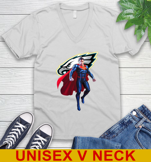 NFL Superman DC Sports Football Philadelphia Eagles V-Neck T-Shirt