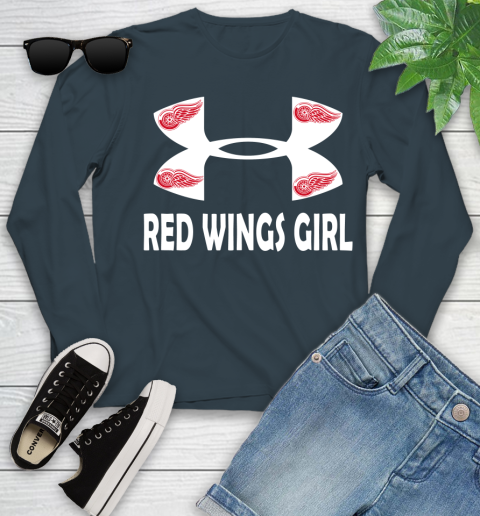 NHL Detroit Red Wings Girl Under Armour Hockey Sports Youth Long Sleeve 9