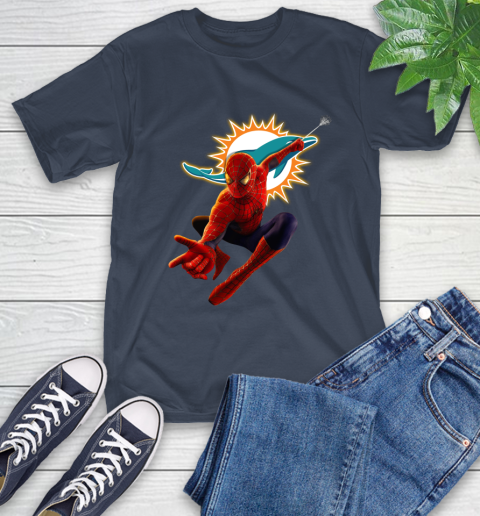 NFL Spider Man Avengers Endgame Football Miami Dolphins T-Shirt 4