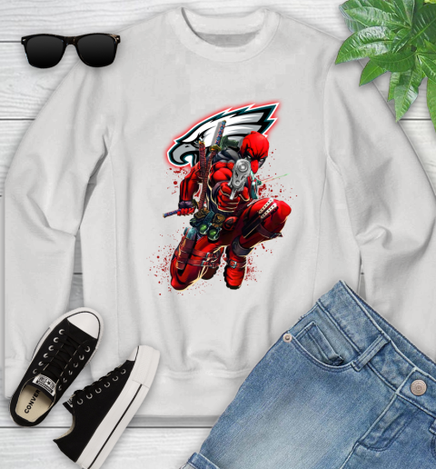 NFL Deadpool Marvel Comics Sports Football Philadelphia Eagles Youth Sweatshirt