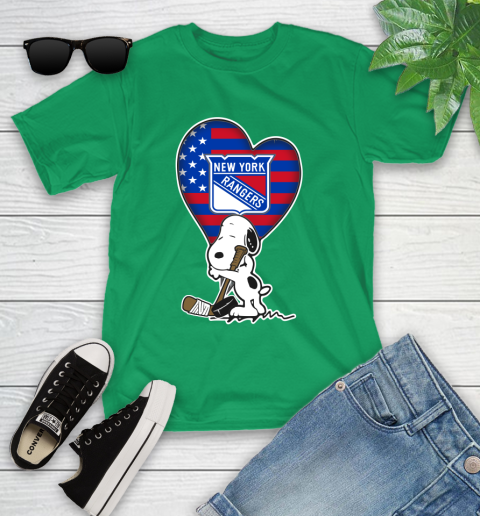 New York Rangers NHL Hockey The Peanuts Movie Adorable Snoopy Youth T-Shirt 6