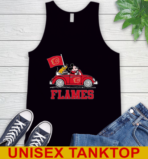 NHL Hockey Calgary Flames Pluto Mickey Driving Disney Shirt Tank Top 2