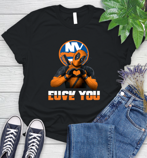 NHL New York Islanders Deadpool Love You Fuck You Hockey Sports Women's T-Shirt