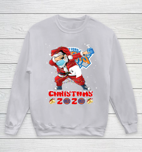 New York Knicks Funny Santa Claus Dabbing Christmas 2020 NBA Youth Sweatshirt 3