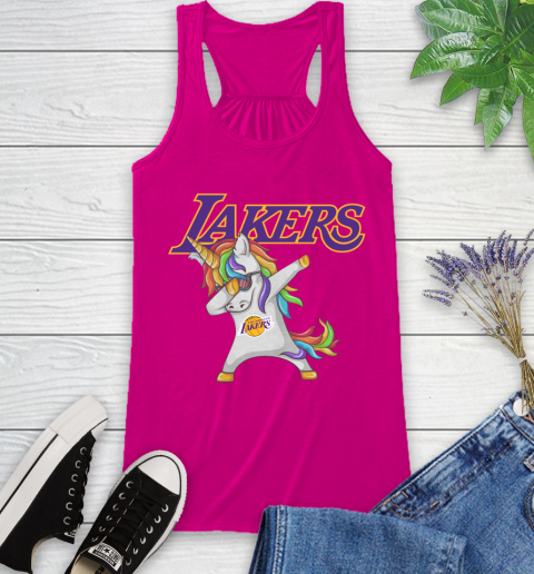 Los Angeles Lakers NBA Basketball Funny Unicorn Dabbing Sports Racerback Tank 8