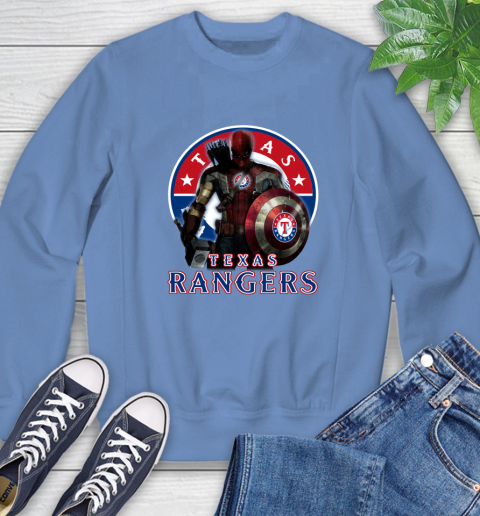 MLB Captain America Thor Spider Man Hawkeye Avengers Endgame Baseball Texas Rangers Sweatshirt 11
