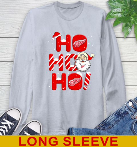 Detroit Red Wings NHL Hockey Ho Ho Ho Santa Claus Merry Christmas Shirt Long Sleeve T-Shirt 6