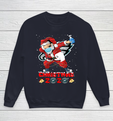 Philadelphia Eagles Funny Santa Claus Dabbing Christmas 2020 NFL Youth Sweatshirt 2