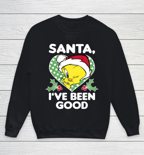 Looney Tunes Christmas Tweety Bird Santa I ve Been Good Youth Sweatshirt