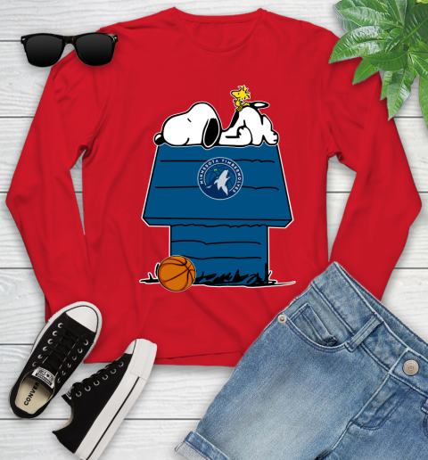 Minnesota Timberwolves NBA Basketball Snoopy Woodstock The Peanuts Movie Youth Long Sleeve 11