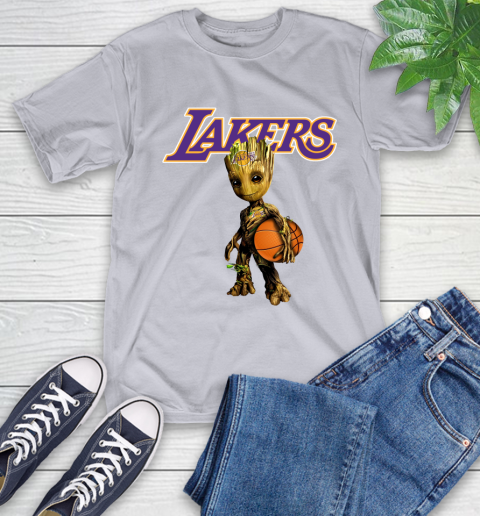 Los Angeles Lakers NBA Basketball Groot Marvel Guardians Of The Galaxy T-Shirt 6