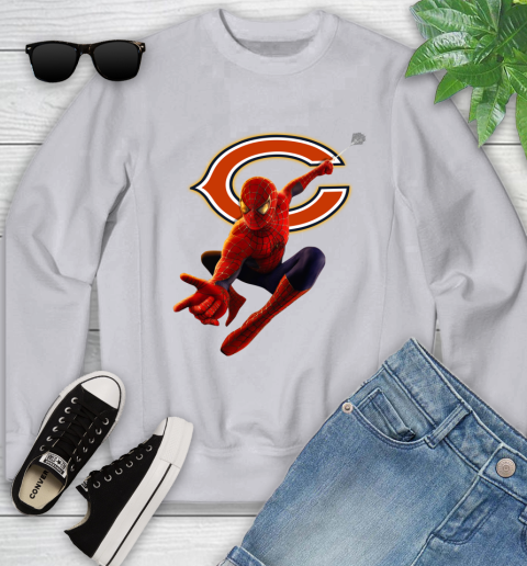 NFL Spider Man Avengers Endgame Football Chicago Bears Youth Sweatshirt 4