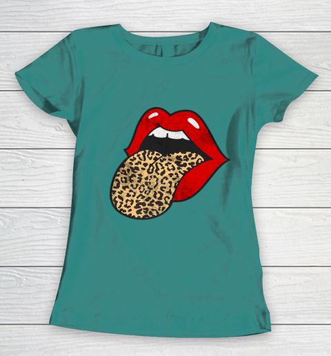 Red lips with 2025 cheetah tongue shirt