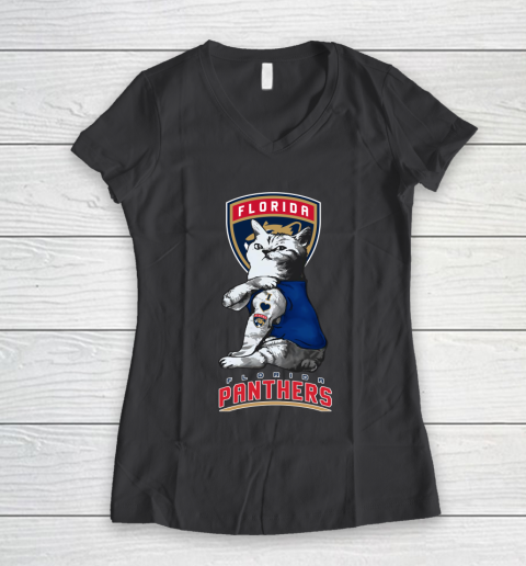 NHL My Cat Loves Florida Panthers Hockey Women's V-Neck T-Shirt 7 NHL My Cat Loves Florida Panthers Hockey Women's V-Neck T-Shirt - Image 7