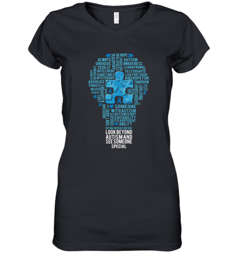 Look Beyond Autism And See Someone Special Women's V-Neck T-Shirt