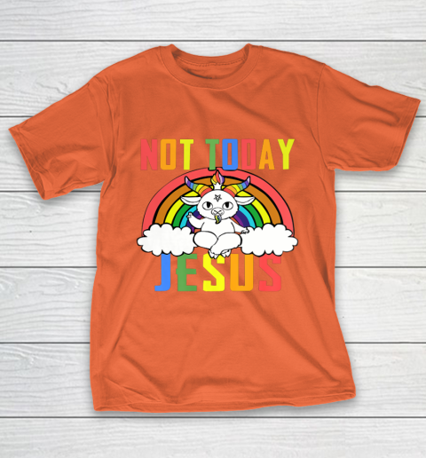 Unicorn Rainbow Not Today Jesus Premium T-Shirt 5