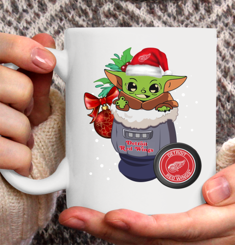 Detroit Red Wings Christmas Baby Yoda Star Wars Funny Happy NHL Ceramic Mug 11oz 4