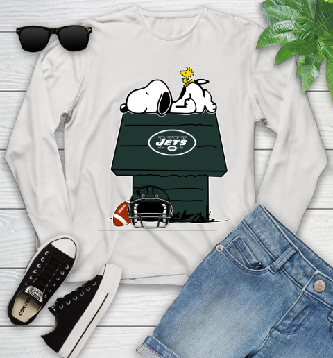 New York Jets NFL Football Snoopy Woodstock The Peanuts Movie Youth Long Sleeve