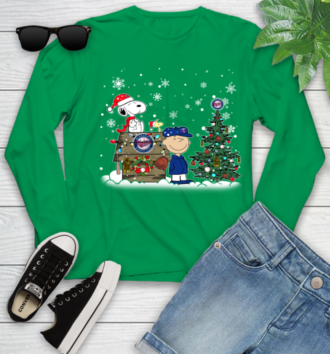 MLB Minnesota Twins Snoopy Charlie Brown Christmas Baseball Commissioner's Trophy Youth Long Sleeve 7