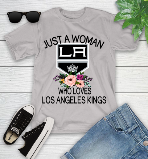 NHL Just A Woman Who Loves Los Angeles Kings Hockey Sports Youth T-Shirt 10
