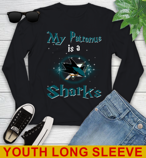 NHL Hockey Harry Potter My Patronus Is A San Jose Sharks Youth Long Sleeve