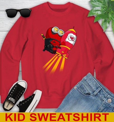 NFL Football Kansas City Chiefs Deadpool Minion Marvel Shirt Youth Sweatshirt 7