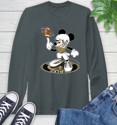 NFL Football New Orleans Saints Cheerful Mickey Disney Shirt Long Sleeve T-Shirt 7