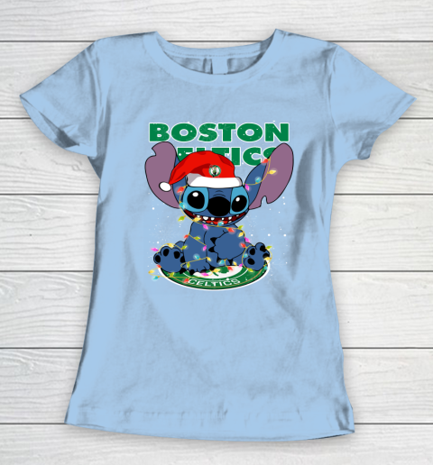 Boston Celtics NBA noel stitch Basketball Christmas Women's T-Shirt 4