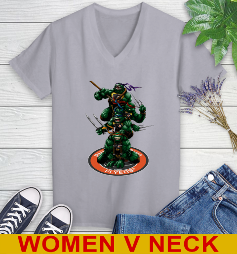 NHL Hockey Philadelphia Flyers Teenage Mutant Ninja Turtles Shirt Women's V-Neck T-Shirt 5
