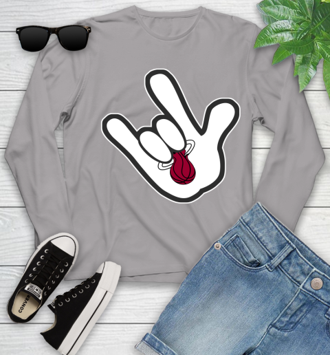 Miami Heat NBA Basketball Mickey Rock Hand Disney Youth Long Sleeve 5
